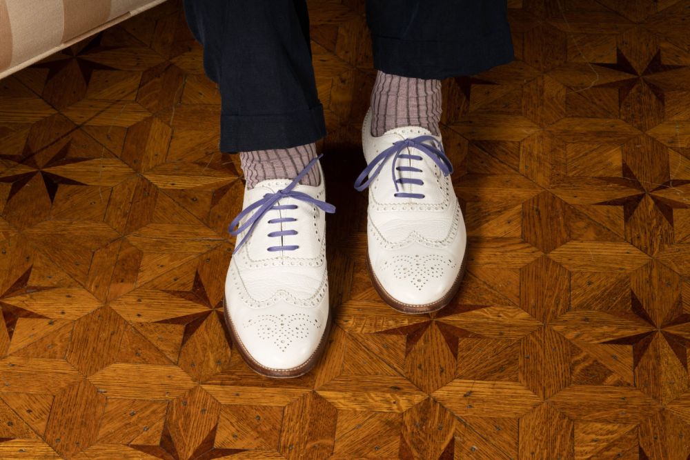 Dark Violet Shoelaces Flat Waxed Cotton - Luxury Dress Shoe Laces by Fort Belvedere