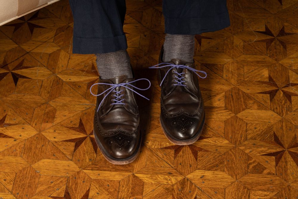 Dark Violet Shoelaces Round - Waxed Cotton Dress Shoe Laces Luxury by Fort Belvedere
