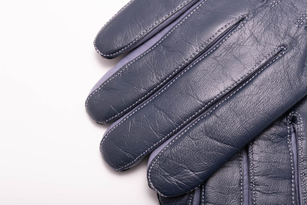 Denim Blue Lamb Nappa Touchscreen Gloves with Periwinkle Contrast by Fort Belvedere - 10 finger touchscreen sensitive