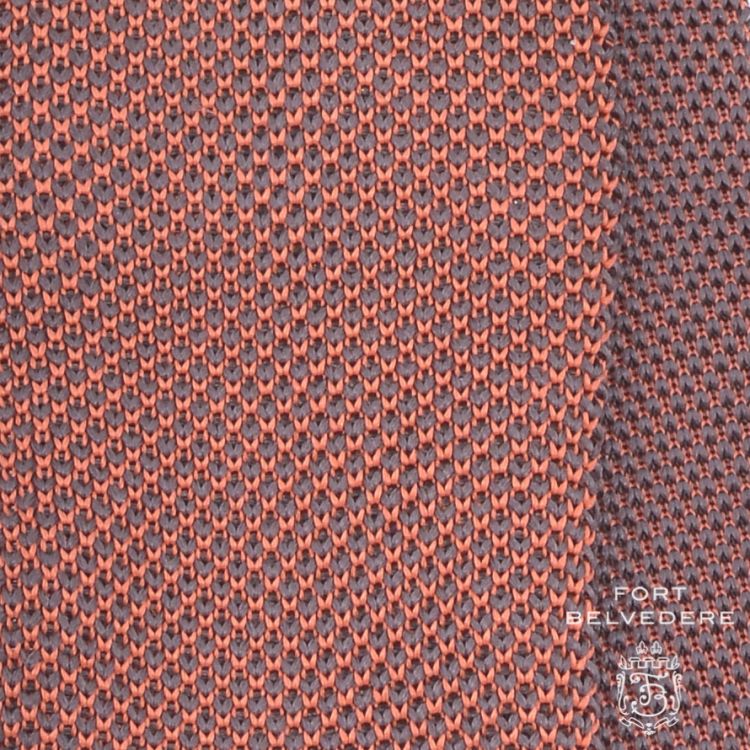 Two Tone Knit Tie in Orange Brown - 100% Pure Silk - Fort Belvedere