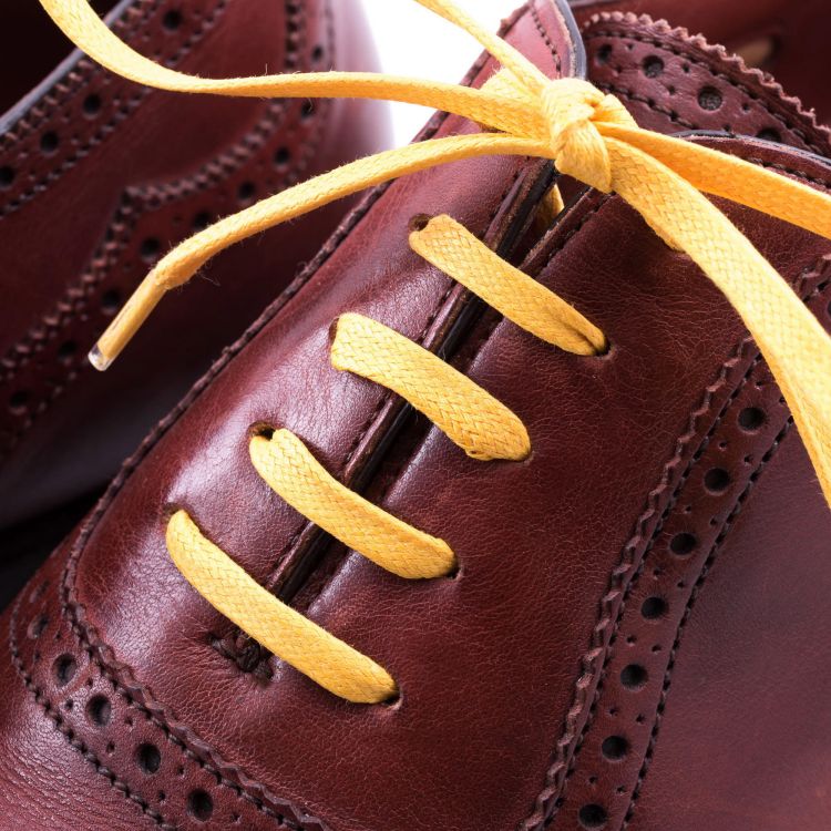 Details 80 cm long Yellow Shoelaces Flat Waxed Cotton - Luxury Dress Shoe Laces by Fort Belvedere 