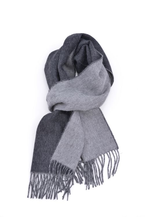 Double Sided Scarf in 100% Baby Alpaca in Charcoal & Grey 180 x 30 cm- Fort Belvedere