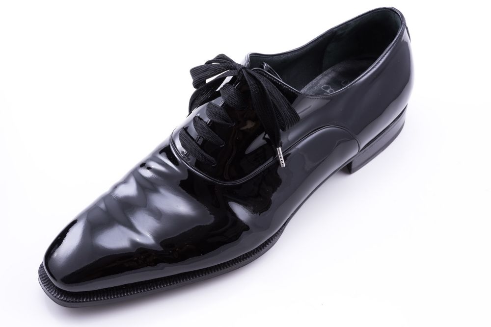 Elegant Dress Oxfords in Patent leather with Evening Shoelaces in Black Barathea for Black Tie White Tie by Fort Belvedere