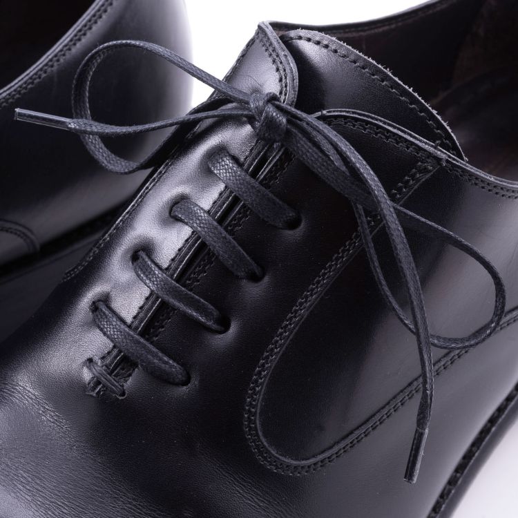 Laced up Black Shoelaces Flat Waxed Cotton - Luxury Dress Shoe Laces by Fort Belvedere