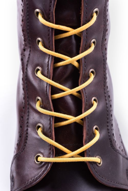 Front View of Yellow Boot laces Round - Waxed Cotton Dress Shoe Lace Luxury by Fort Belvedere