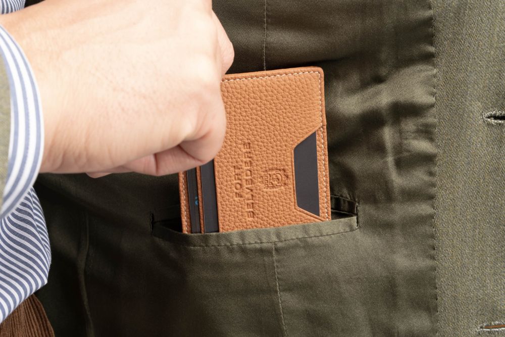 Golden Brown Togo Full-Grain Leather 4CC Wallet has an ultra-slim profile.