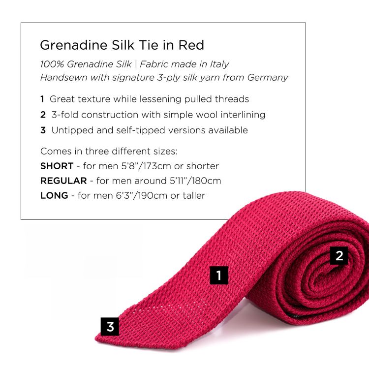 Grenadine Silk Tie in Red - Fort Belvedere