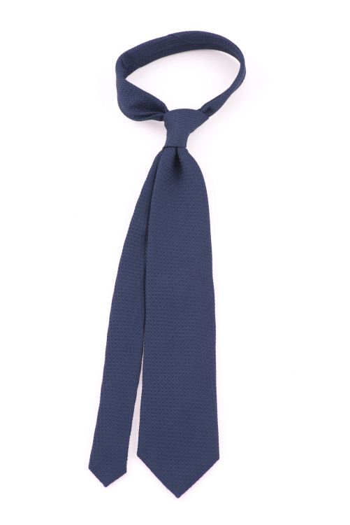 Grenadine Silk Tie in Navy Blue Garza Grossa & Garza Fina Mix - Handmade by Fort Belvedere 9cm 