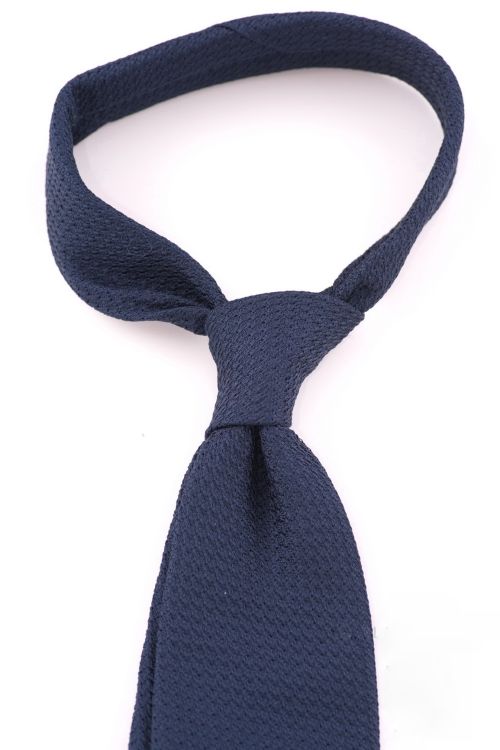 Grenadine Silk Tie in Navy Blue Garza Grossa & Garza Fina Mix - Handmade by Fort Belvedere