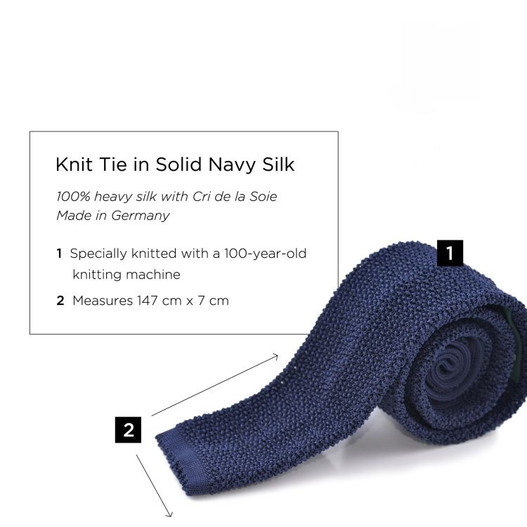 Knit Tie in Solid Navy Silk - Fort Belvedere
