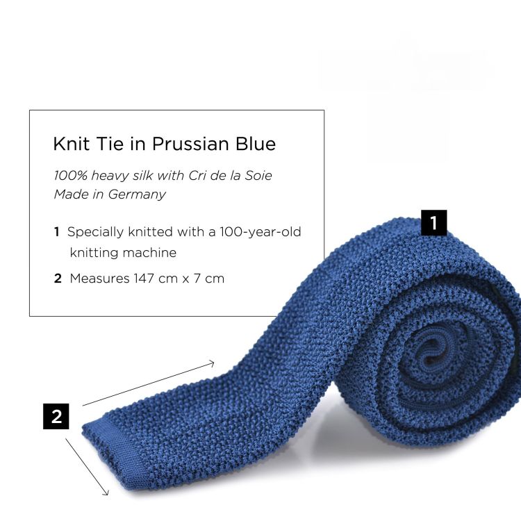 Knit Tie in Solid Prussian Blue Silk - Fort Belvedere