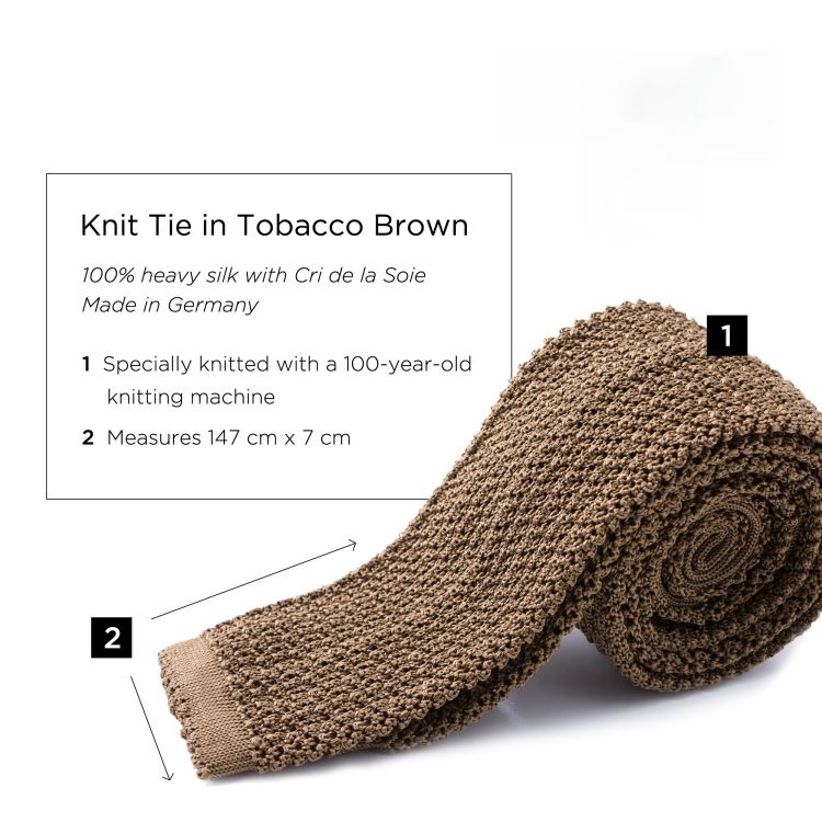 Knit Tie in Solid Tobacco Brown Silk - Fort Belvedere