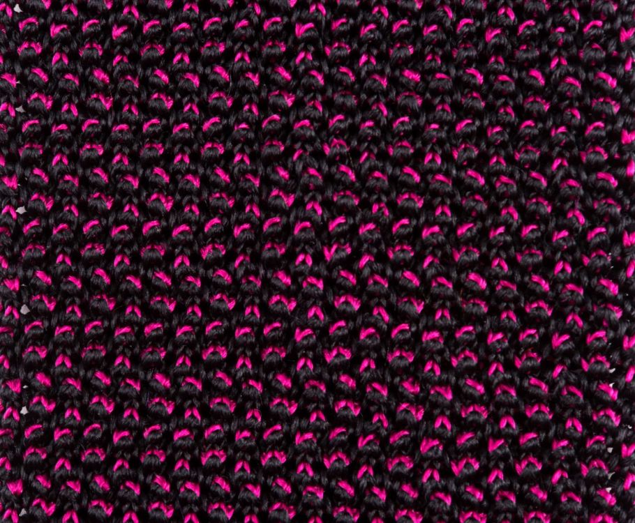 close up Two-Tone Knit Tie in Black and Magenta Pink Changeant Silk - Fort Belvedere
