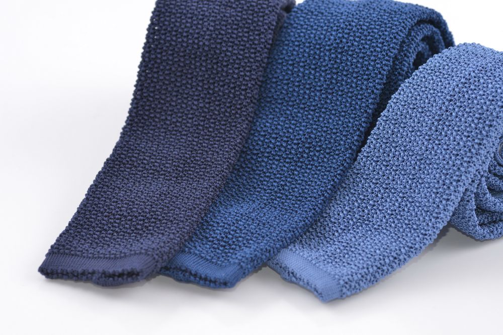 Knit Ties in 3 shades of Blue Navy, Prussian Blue & Grey Steel Blue - Fort Belvedere