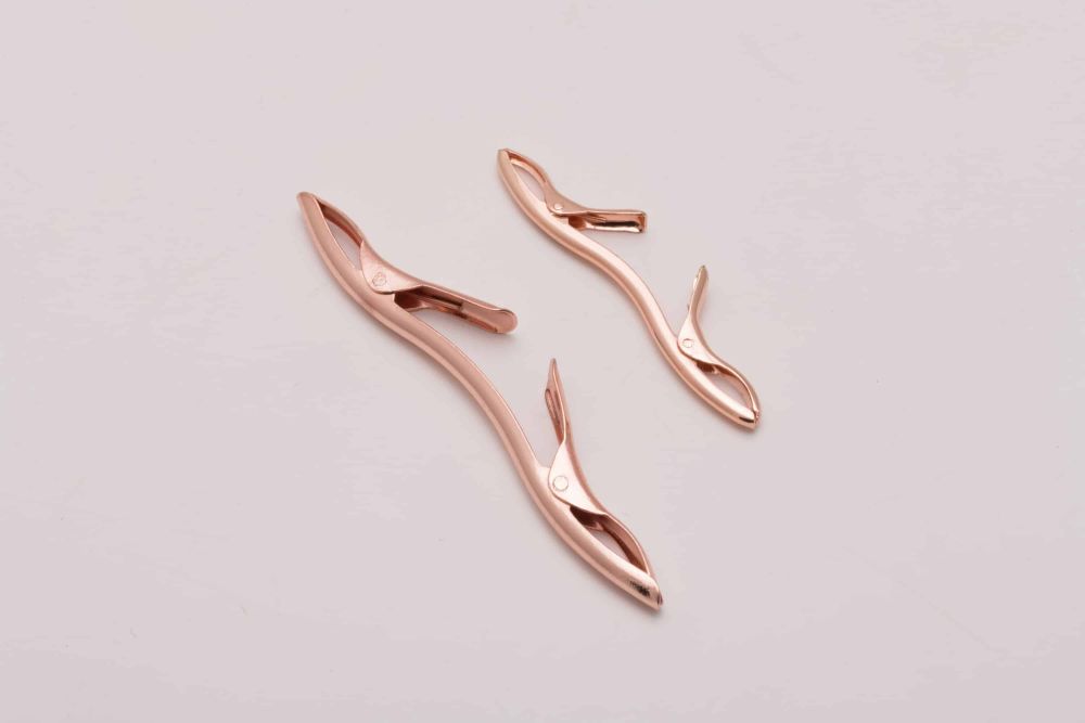 Large 70mm vs classic 50mm Brass Collar Clip in Rose Gold by Fort Belvedere