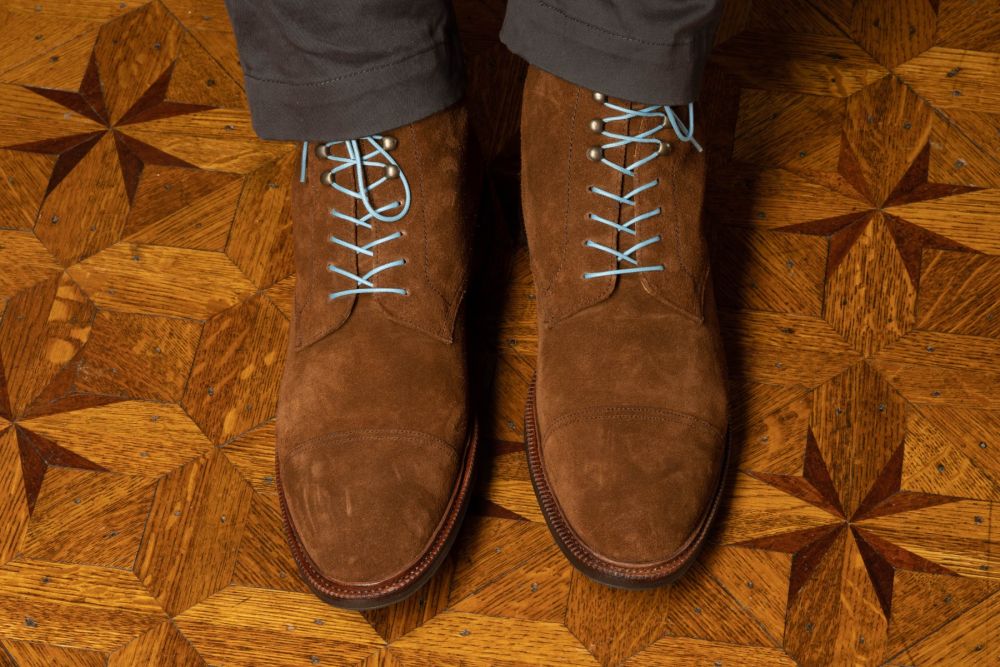 Light Blue Boot Laces Round Waxed Cotton - by Fort Belvedere