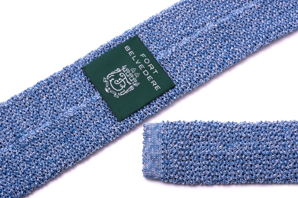 Light Blue Cri de la Soie Knit Tie with label Fort Belvedere 