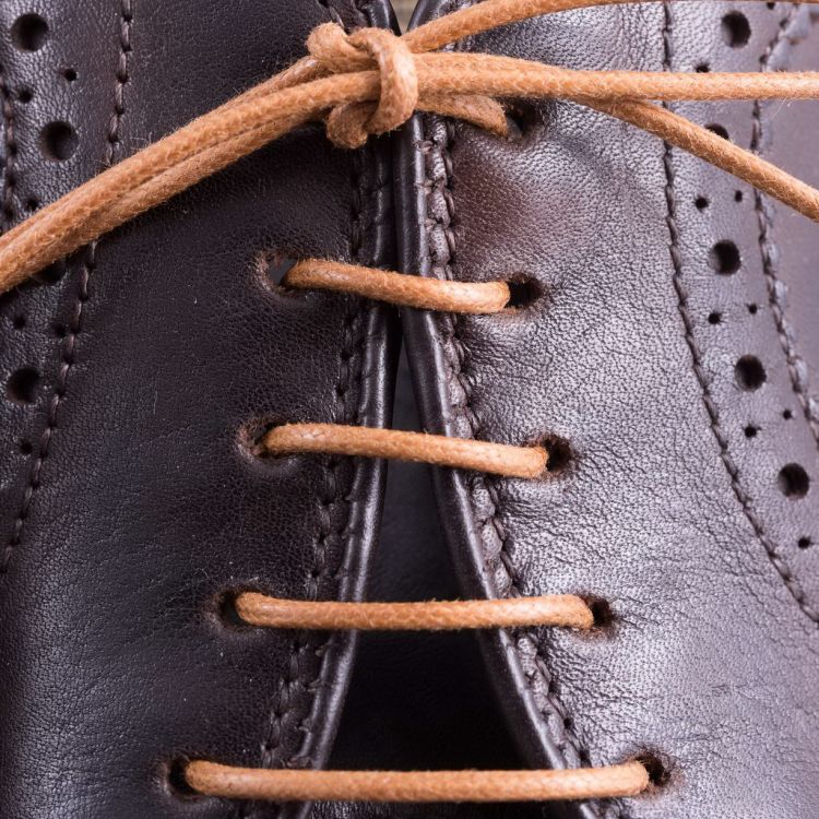 front view Light Brown Shoelaces Round - Waxed Cotton Dress Shoe Laces Luxury by Fort Belvedere