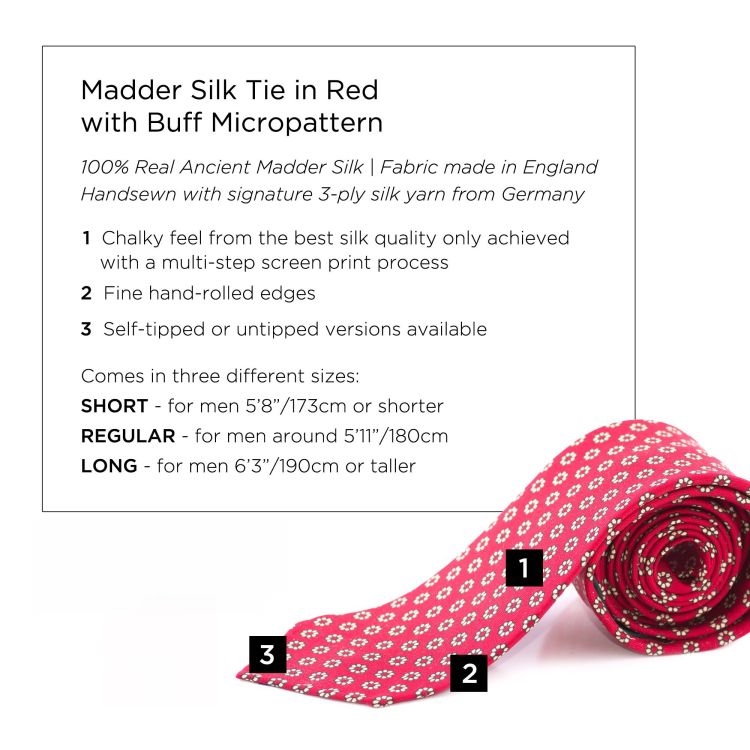 Madder Silk Tie in Red with Buff Micropattern - Fort Belvedere