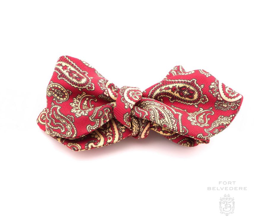Madder Bow Tie with red paisley Pointed Ends - Handmade by Fort Belvedere