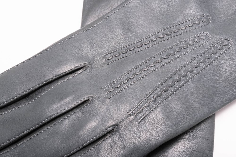 Medium Grey Lamb Nappa Men's Leather Gloves Water Resistant by Fort Belvedere - cashmere lining pores stitching