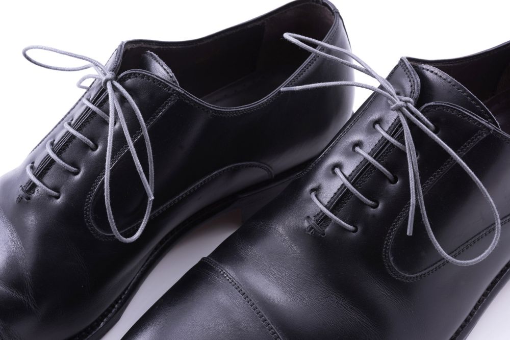 Mid Grey Shoelaces Round - Waxed Cotton Dress Shoe Laces Luxury by Fort Belvedere Made in Italy