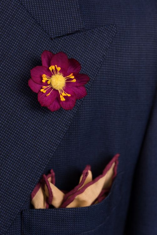 Dark Magenta Purple Lotus Flower Silk Boutonniere Lapel Pin Flower - Fort Belvedere