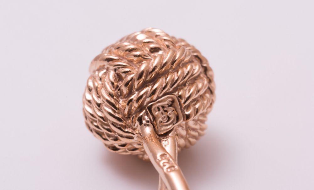 Monkey's Fist Knot Cufflinks - 925 Sterling Silver Rose Gold Plated - Fort Belvedere