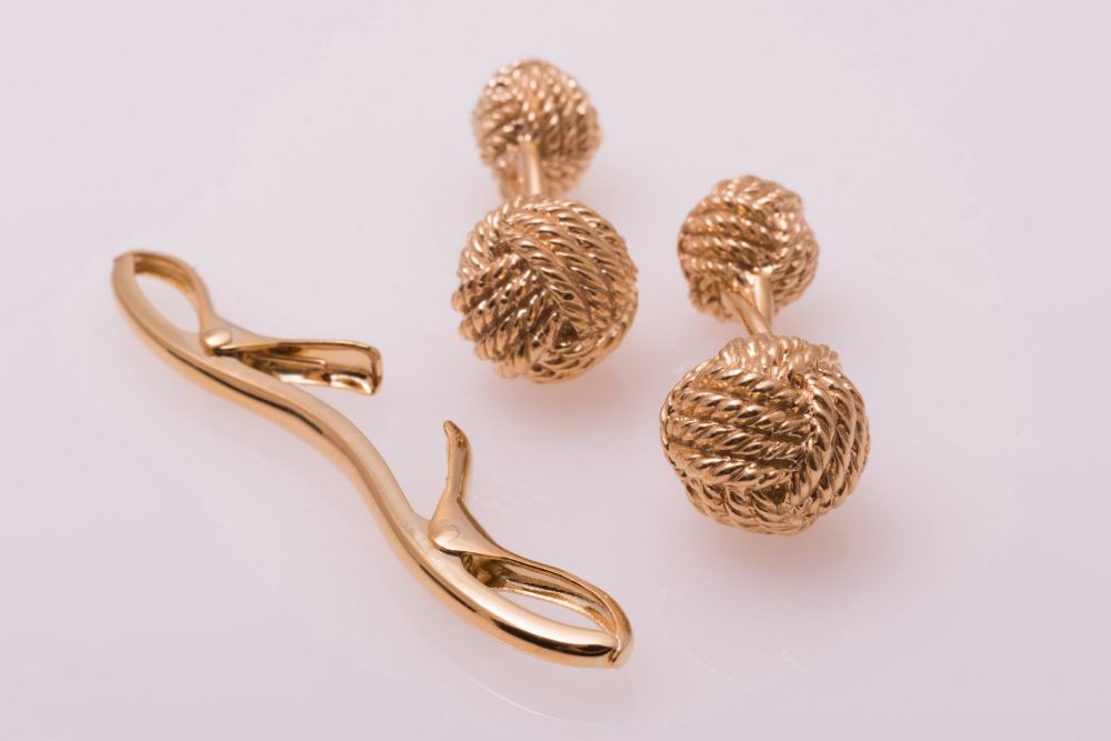 Monkey's Fist Knot Cufflinks - Vermeil Sterling Silver Yellow Gold Plated - Fort Belvedere