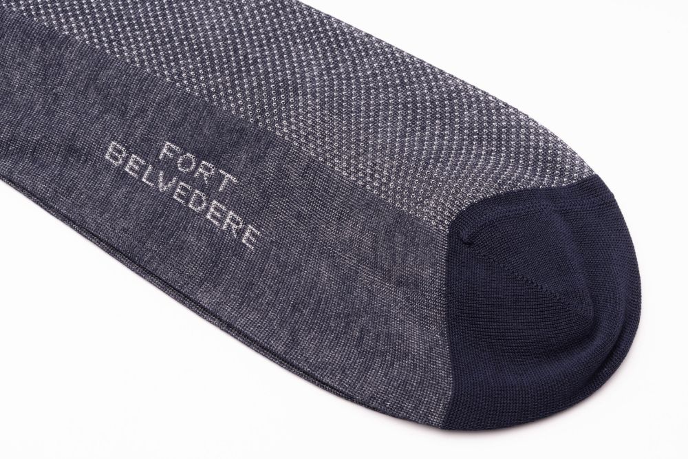 Navy Blue & White Two-Tone Solid Formal Evening Socks for Black Tie & White Tie - Fort Belvedere