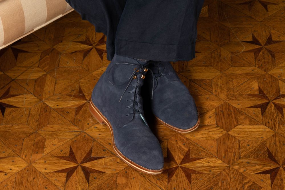 Navy Boot Laces Round Waxed Cotton - by Fort Belvedere