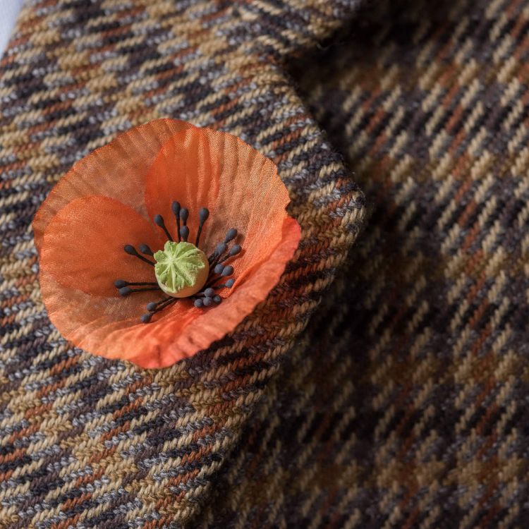 Orange Poppy Boutonniere on sport coat small by Fort Belvedere