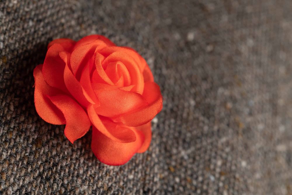Orange Red Spray Rose with tweed Boutonniere Buttonhole Flower Fort Belvedere