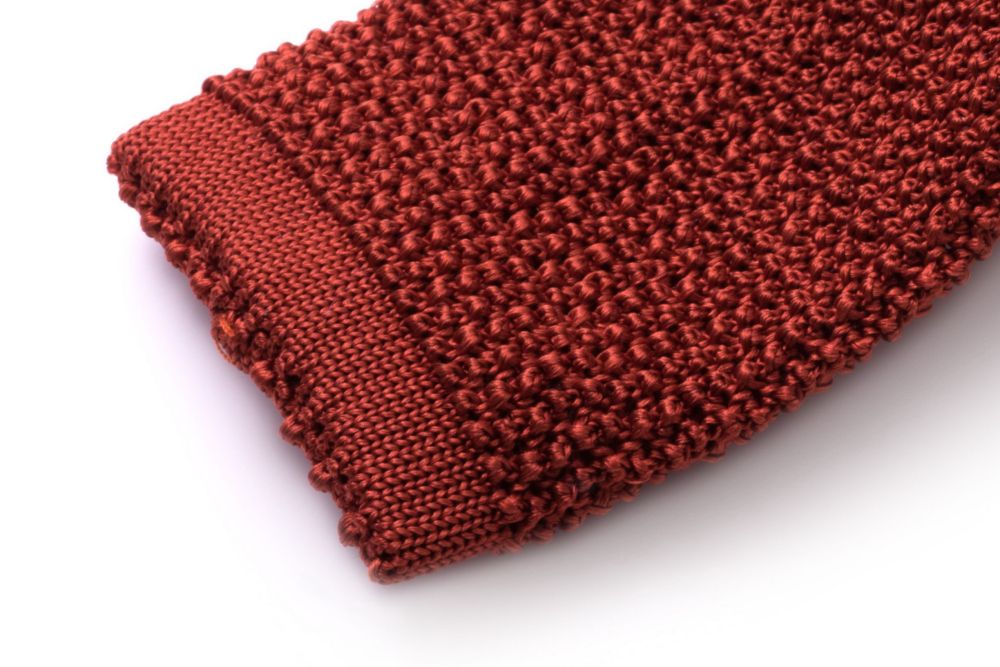 Orange Solid Cri de la Soie Knit Tie Tip Fort Belvedere