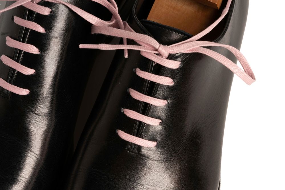 Pale Pink Shoelaces Flat Waxed Cotton - Luxury Dress Shoe Laces by Fort Belvedere