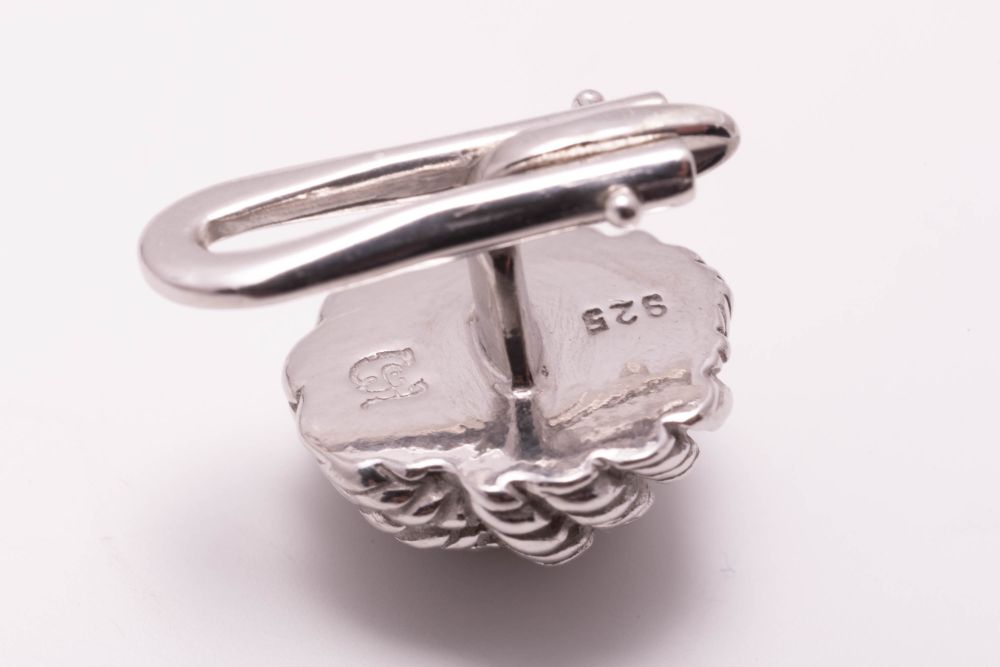 Platinum Evening Shirt Studs with Monkey Fist Knots in 925 Sterling Silver with hallmark by Fort Belvedere