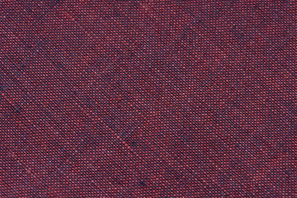 Dark Burgundy Red Linen Pocket Square with Light Blue Handrolled Cross X Stitch - Fort Belvedere
