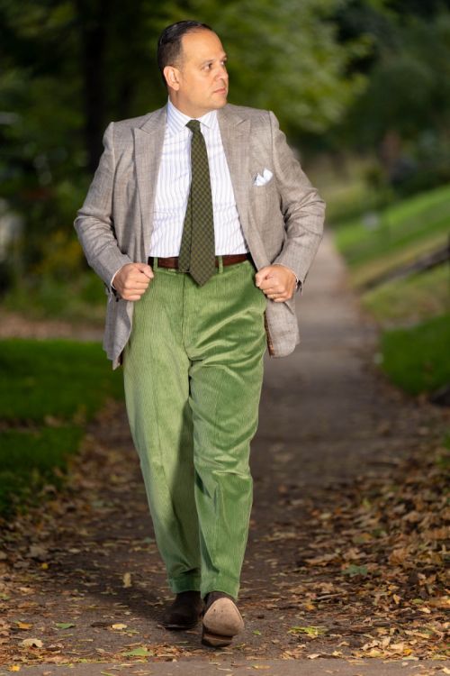 Raphael wearing the sage green corduroy trousers-_R5_9395