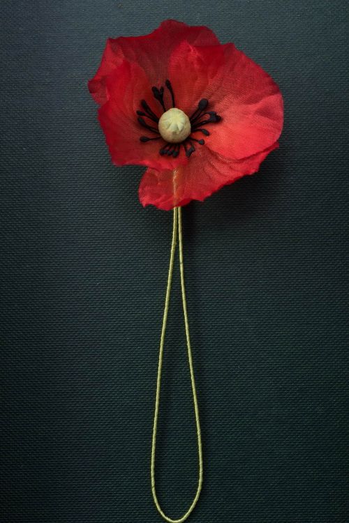 Red Flanders Field Poppy Boutonniere medium full size handmade by Fort Belvedere