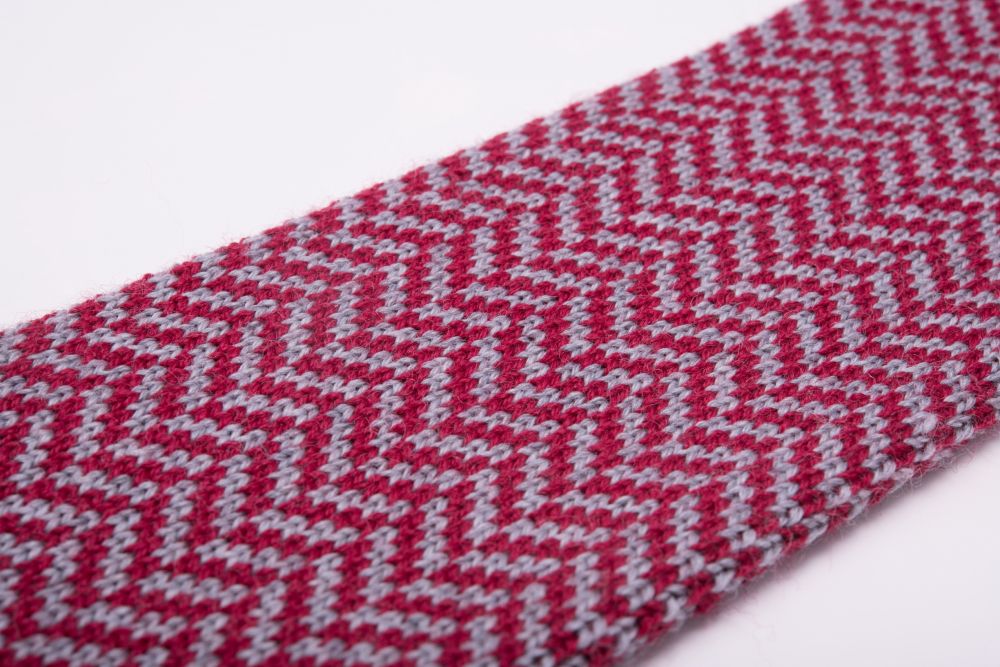 Red Grey Herringbone Wool Knit Tie Fort Belvedere