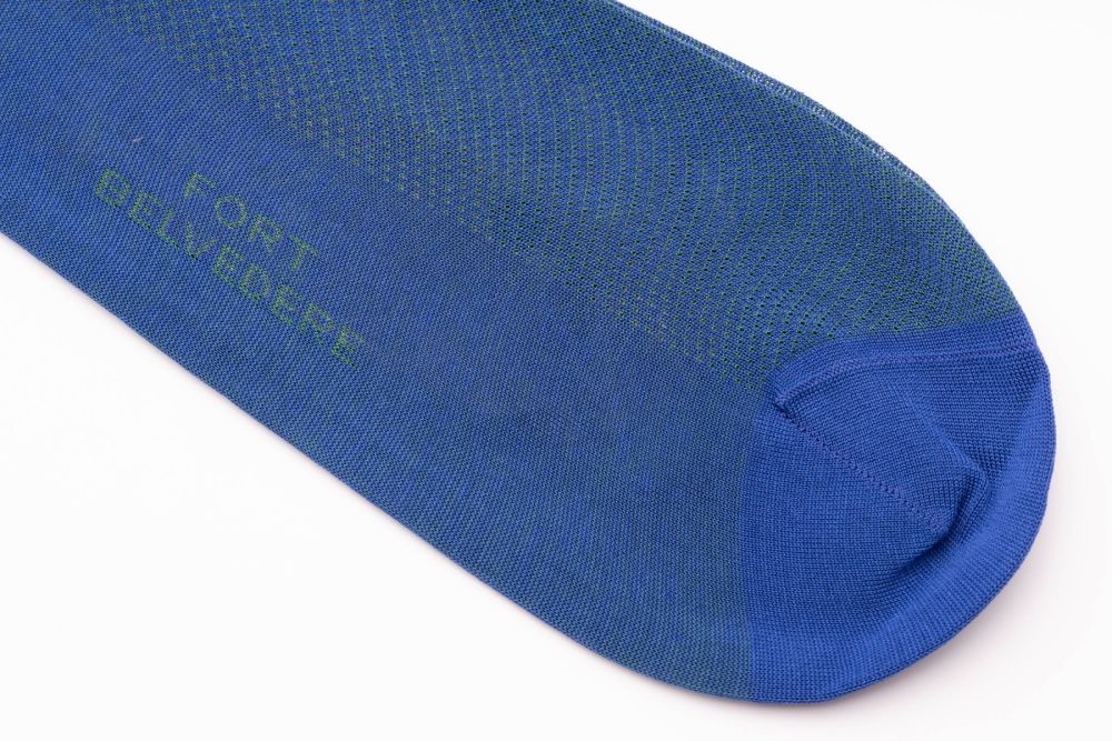 Royal Blue & Malachite Green Two Tone Solid Oxford Socks Fil d'Ecosse Cotton - Fort Belvedere
