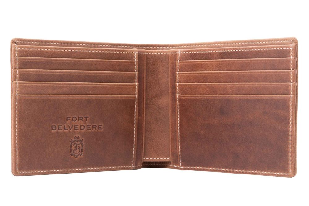 8 Card Classic Bifold Wallet in Saddle Brown Full-Grain Montecristo Leather