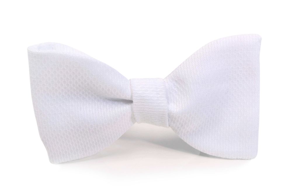 White Marcella Pique Single End Bow Tie - Fort Belvedere