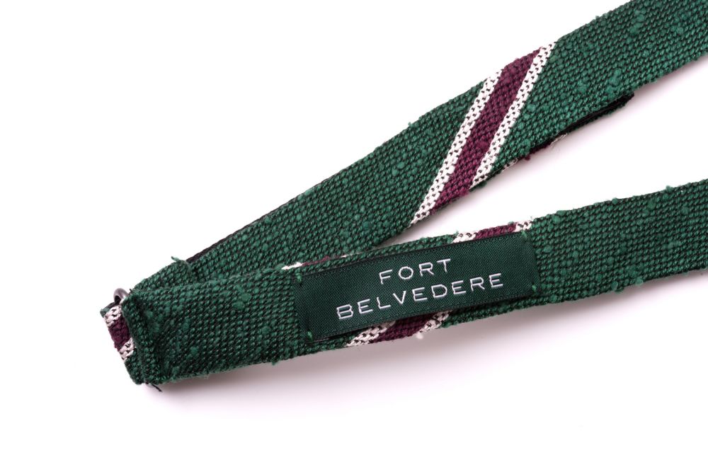 Shantung Silk Striped Two Tone Bow Tie Green, Purple, Cream - Fort Belvedere