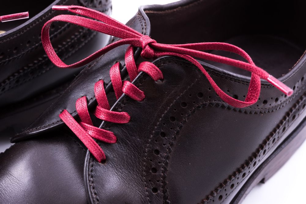 Red Shoelaces Flat Waxed Cotton - Luxury Dress Shoe Laces by Fort Belvedere Made in Italy