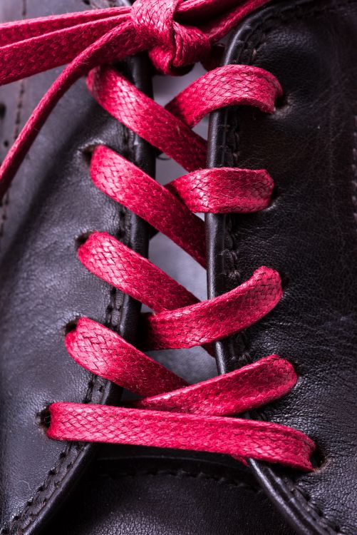 Front view Red Shoelaces Flat Waxed Cotton - Luxury Dress Shoe Laces by Fort Belvedere