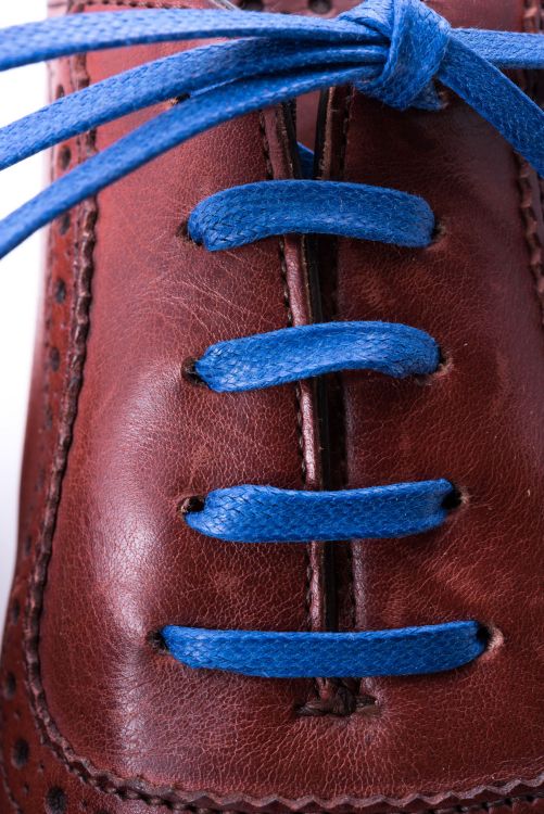 closer look Royal Blue Shoelaces Flat Waxed Cotton - Luxury Dress Shoe Laces by Fort Belvedere