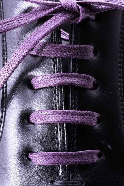 Front view of Purple Flat Waxed Cotton - Luxury Dress Shoe Laces by Fort Belvedere