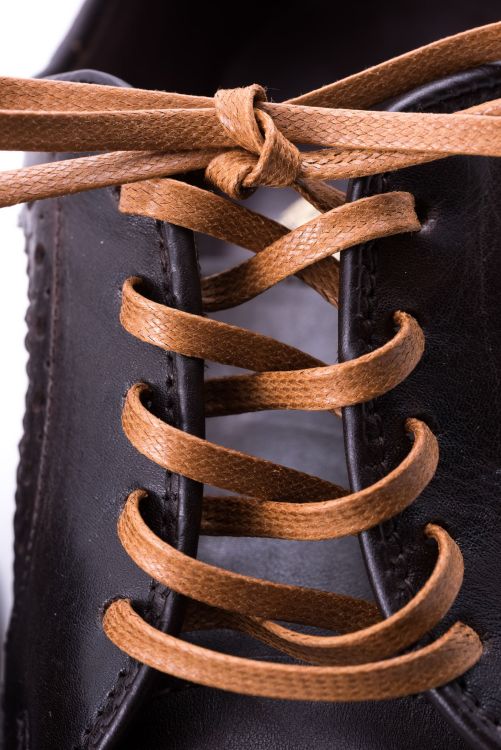 Front view Light Brown Shoelaces Flat Waxed Cotton - Luxury Dress Shoe Laces by Fort Belvedere