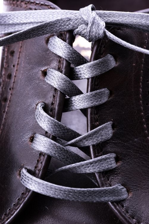 Laced up Mid Grey Shoelaces Flat Waxed Cotton - Luxury Dress Shoe Laces by Fort Belvedere